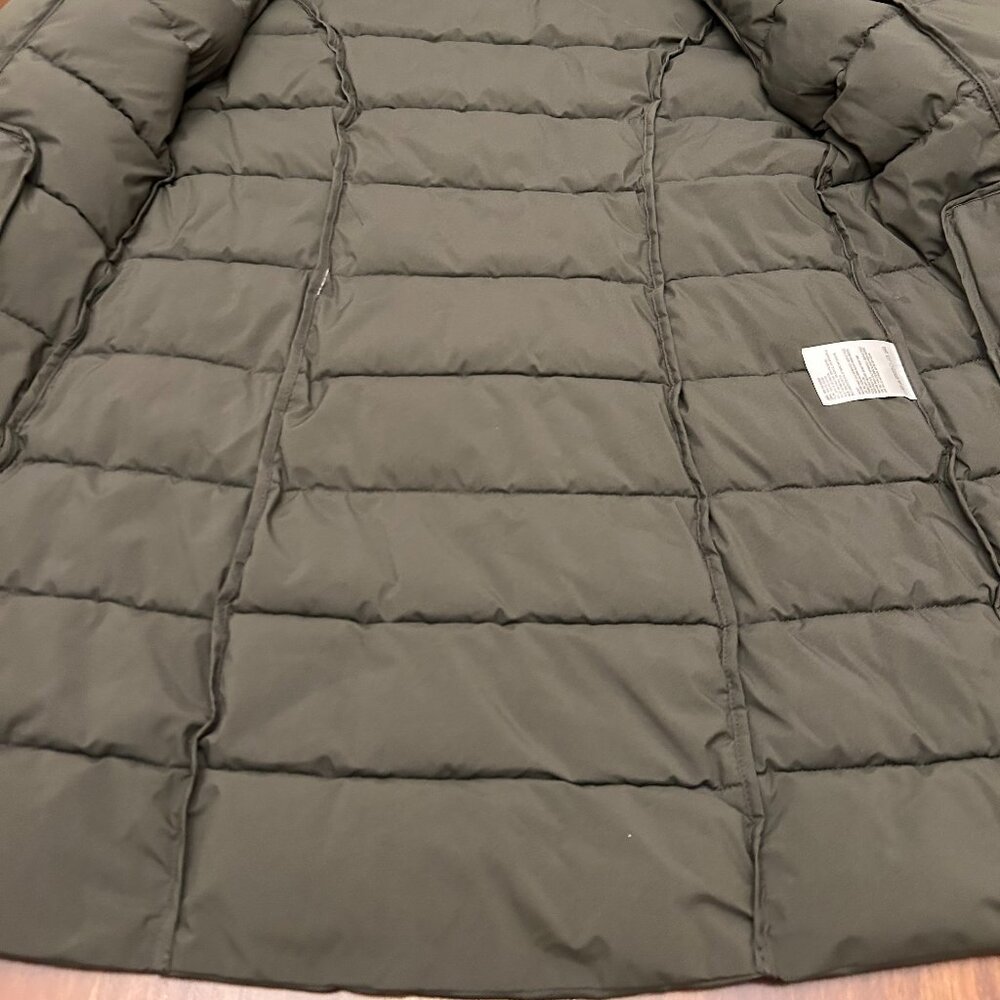 Laundry By Shelli Segal Detachable Fur Hood Puffer Jacket Size M Olive Green - Picture 11 of 16